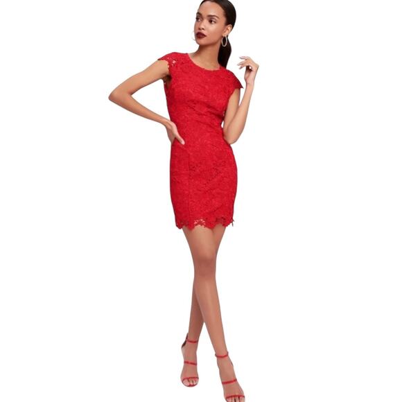 Lulus Romance Language Backless Lace Cocktail Party Dress Red XS NWT - Picture 9 of 11